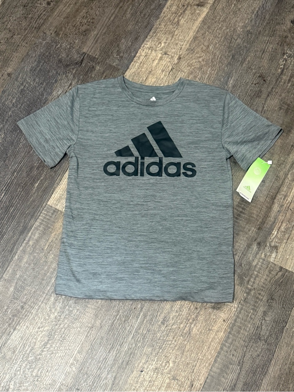 Adidas Boys AEROREADY Performance Logo T-Shirt Gray/Blue NWT Size Small (8)